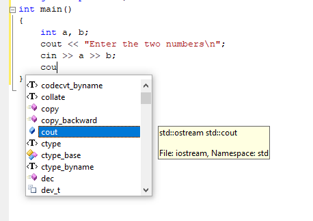 Code completion in Visual Studio 2008